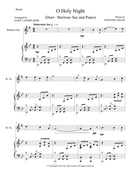 O Holy Night Duet Baritone Sax Piano With Parts Page 2