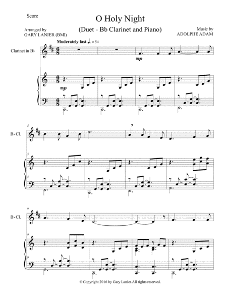 O Holy Night Duet Bb Clarinet Piano With Parts Page 2