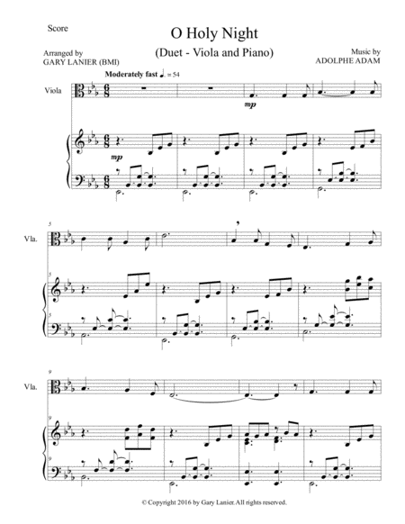 O Holy Night Duet Viola Piano With Parts Page 2