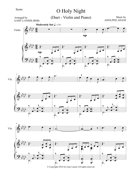 O Holy Night Duet Violin Piano With Parts Page 2