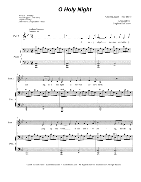 O Holy Night For 2 Part Choir Medium Low Key Page 2