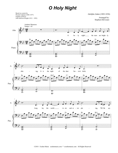 O Holy Night For 2 Part Choir Sa Page 2