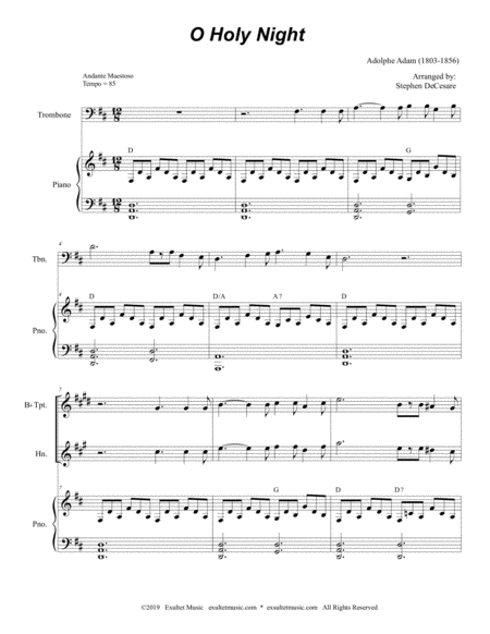 O Holy Night For Brass Trio And Piano Page 2