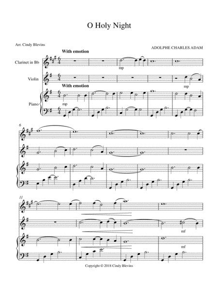 O Holy Night For Piano Clarinet And Violin Page 2