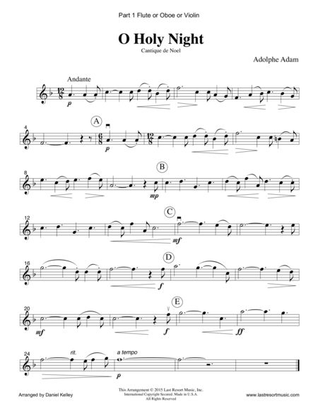 O Holy Night For Piano Quartet Violin Viola Cello Piano Set Of 4 Parts Page 2