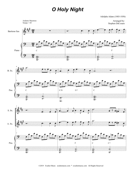 O Holy Night For Saxophone Trio And Piano Page 2