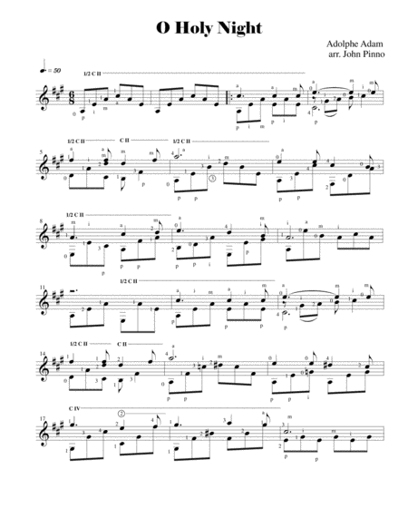 O Holy Night For Solo Classical Guitar Page 2