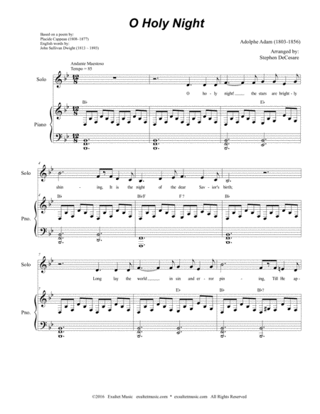 O Holy Night For Solo Satb Medium Low Key Page 2