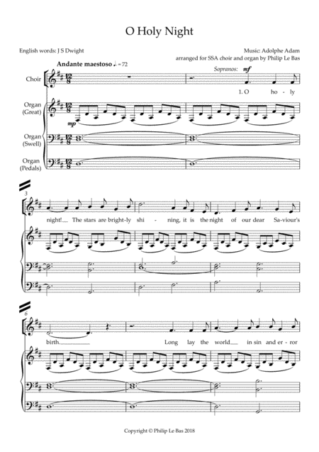 O Holy Night For Ssa Choir And Organ Page 2