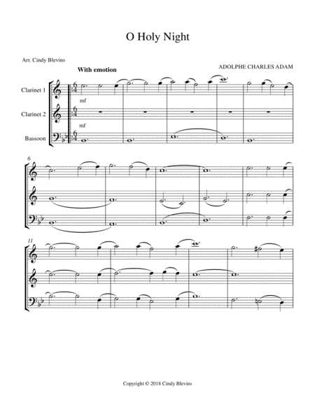 O Holy Night For Two Clarinets And Bassoon Page 2