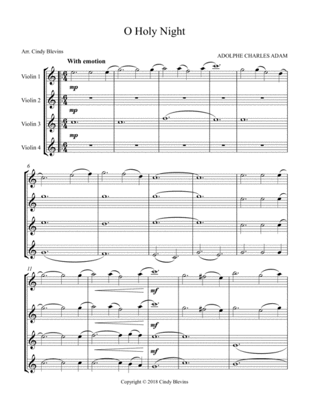 O Holy Night For Violin Quartet Page 2