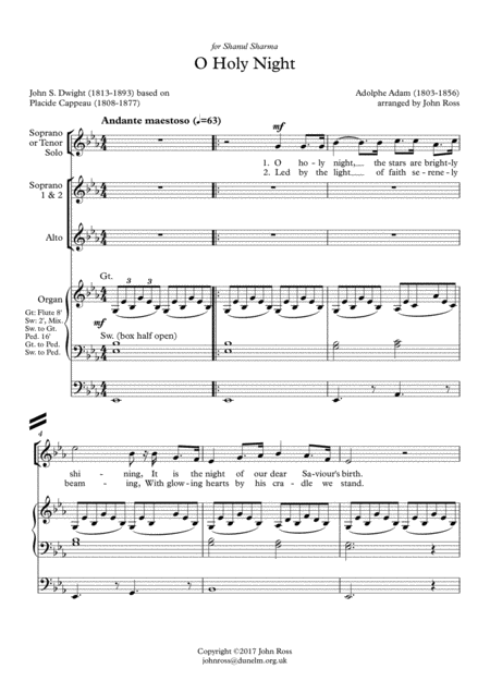 O Holy Night Soprano Or Tenor Soloist Ssa Choir Organ Page 2