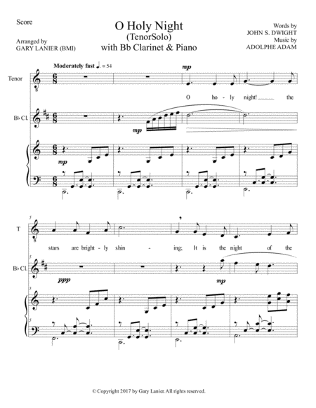 O Holy Night Tenor Solo With Bb Clarinet Piano Score Parts Included Page 2