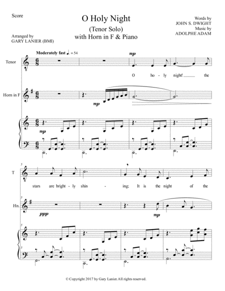 O Holy Night Tenor Solo With Horn In F Piano Score Parts Included Page 2