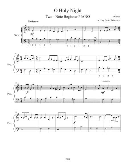 O Holy Night Two Note Beginner Arrangement Piano Page 2