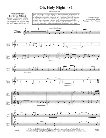 O Holy Night V1 Arrangements Level 3 5 For Oboe Written Acc Page 2