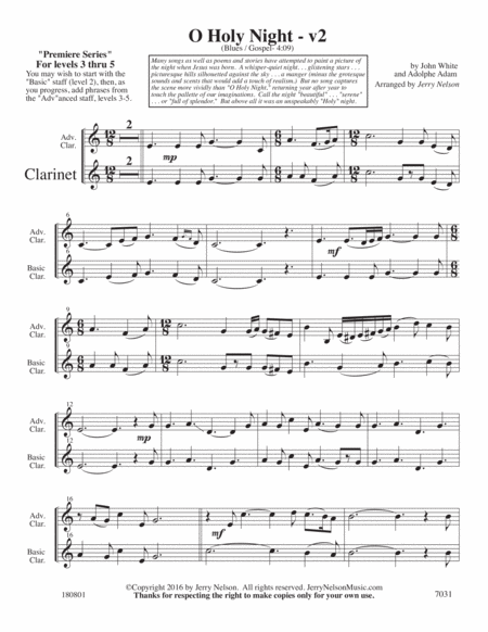 O Holy Night V2 Arrangements Level 3 5 For Clarinet Written Acc Page 2
