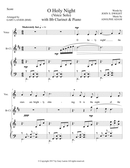 O Holy Night Voice Solo With Bb Clarinet Piano Score Parts Included Page 2