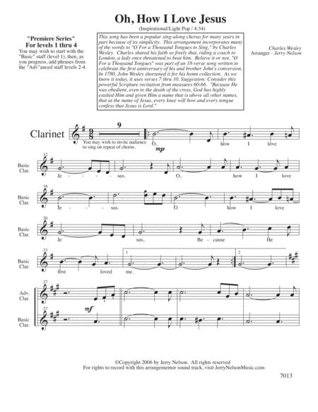 O How I Love Jesus Arrangements Level 1 4 For Clarinet Written Acc Hymns Page 2