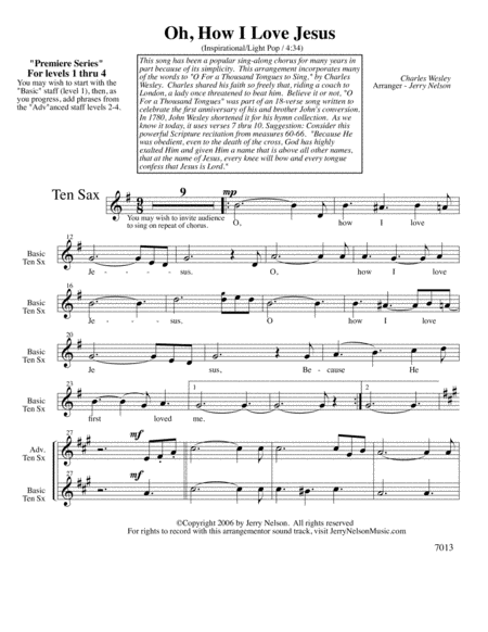 O How I Love Jesus Arrangements Level 1 4 For Tenor Sax Written Acc Hymns Page 2