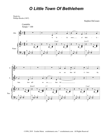 O Little Town Of Bethlehem For 2 Part Choir Sa Page 2
