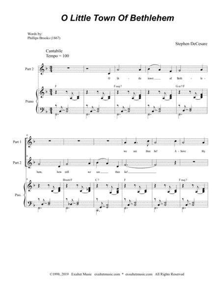 O Little Town Of Bethlehem For 2 Part Choir Page 2