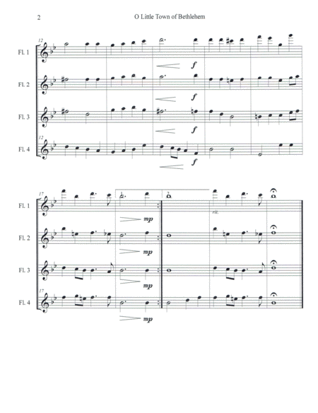 O Little Town Of Bethlehem For Flute Quartet Page 2