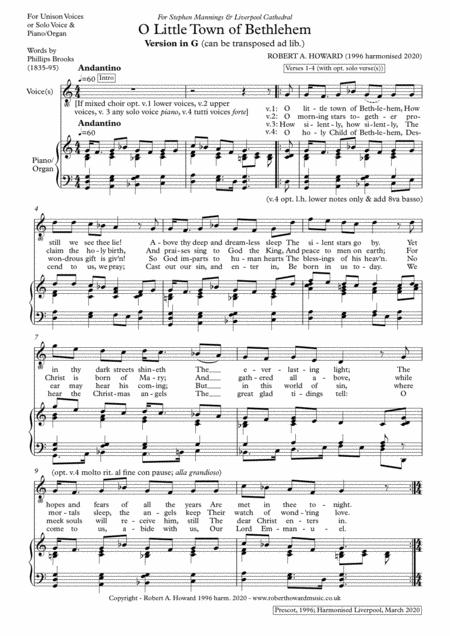 O Little Town Of Bethlehem Solo Unison Version Page 2