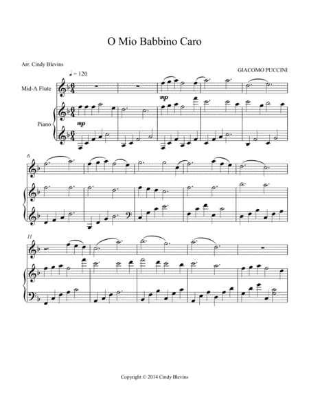 O Mio Babbino Caro Arranged For Piano And Native American Flute Page 2