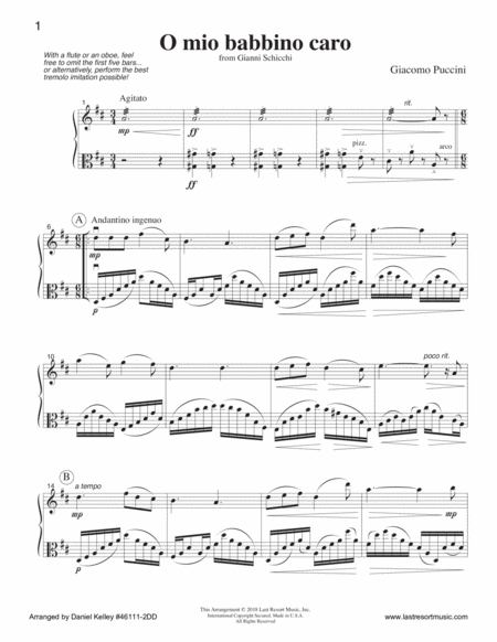 O Mio Babbino Caro From Gianni Schicchi For Violin Viola Or Flute Viola Page 2