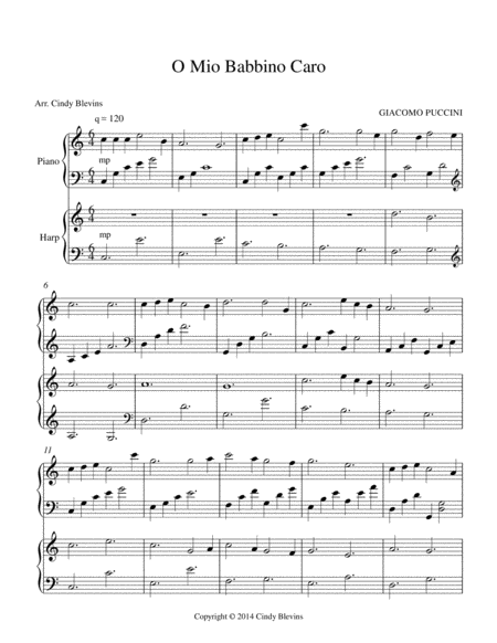 O Mio Babbino Caro Piano And Harp Duet Page 2