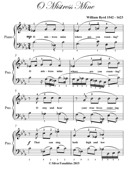 O Mistress Mine Easy Piano Sheet Music Page 2