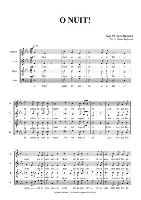 O Nuit J F Rameau Arr For Satb Choir Page 2