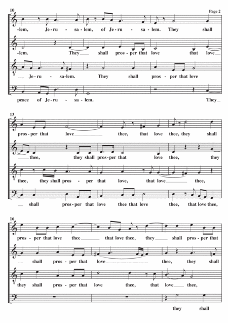 O Pray For The Peace Of Jerusalem A Cappella Page 2