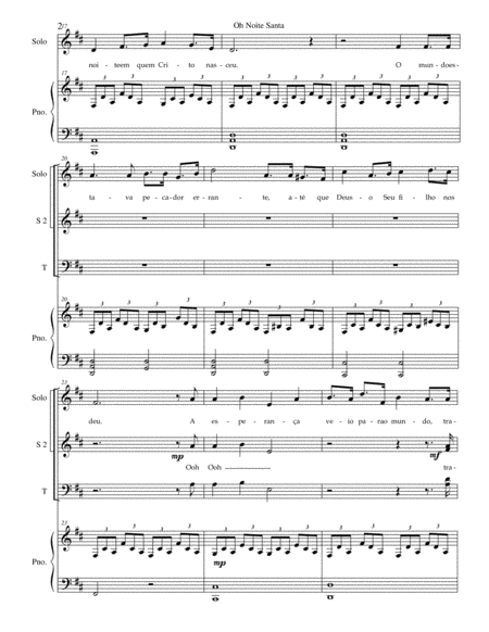 O Santa Noite Choir And Dueto Com Piano Portugues Page 2