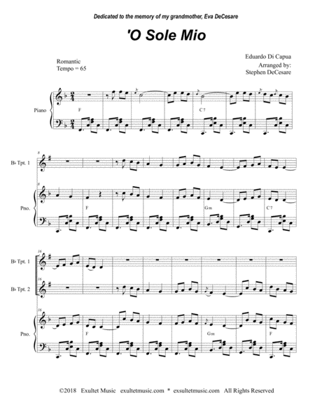 O Sole Mio Duet For Bb Trumpet Page 2