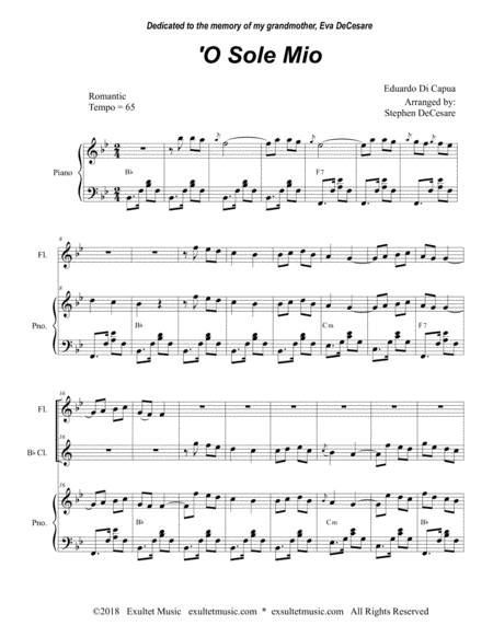 O Sole Mio Duet For Flute And Bb Clarinet Page 2