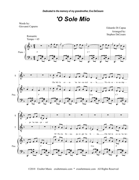 O Sole Mio Duet For Soprano And Tenor Solo Page 2