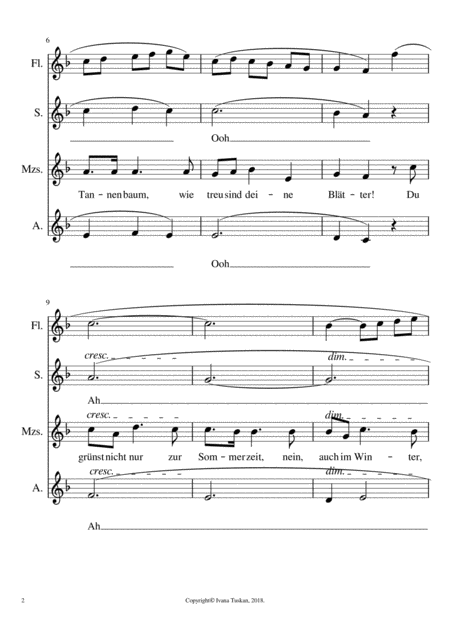 O Tannenbaum For Ssa And Flute Page 2