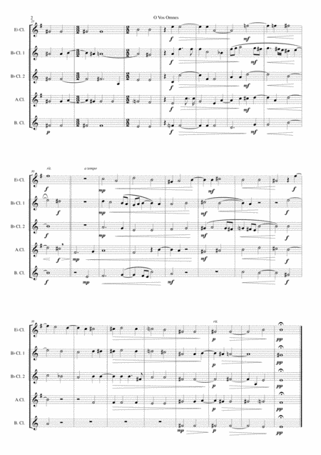 O Vos Omnes Arranged For Clarinet Quintet 1 E Flat 2 B Flats 1 Alto And 1 Bass Page 2