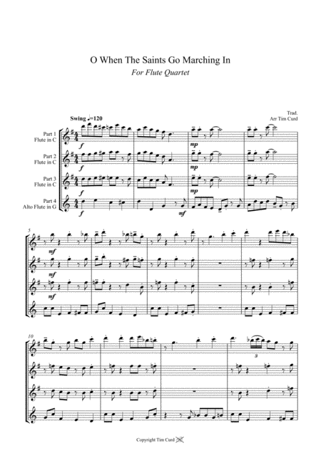 O When The Saints Go Marching In For Flute Quartet Page 2