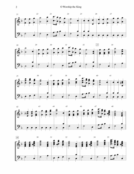 O Worship The King For 3 Octave Handbell Choir Page 2