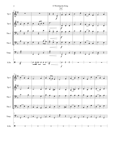 O Worship The King Prelude On A Melody By William Croft For Brass Quartet Page 2