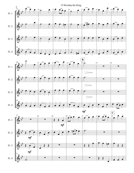 O Worship The King Prelude On A Melody By William Croft For Flutes Page 2