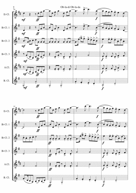 Ob La Di Ob La Da For Clarinet Sextet Or Clarinet Choir Page 2