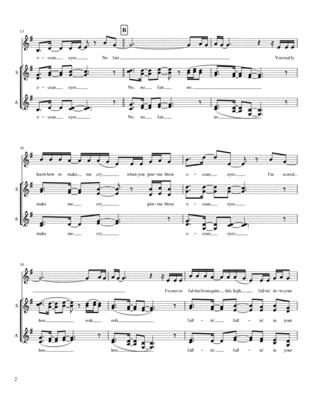 Ocean Eyes Ssaa A Cappella Page 2