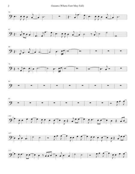 Oceans Easy Key Of C Cello Page 2