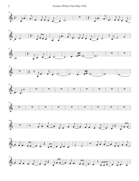 Oceans Easy Key Of C Clarinet Page 2