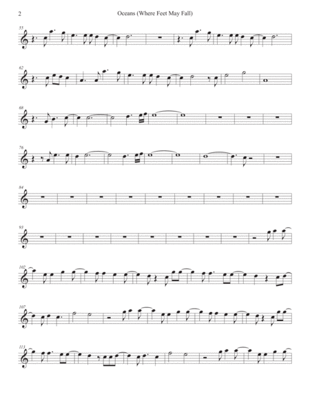 Oceans Easy Key Of C Flute Page 2