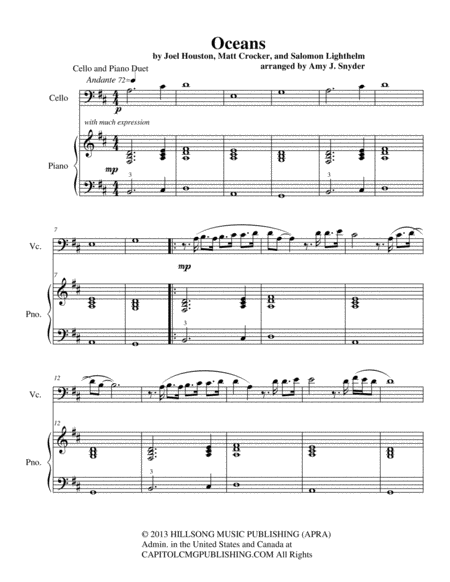 Oceans Where Feet May Fail Cello And Piano Duet Page 2